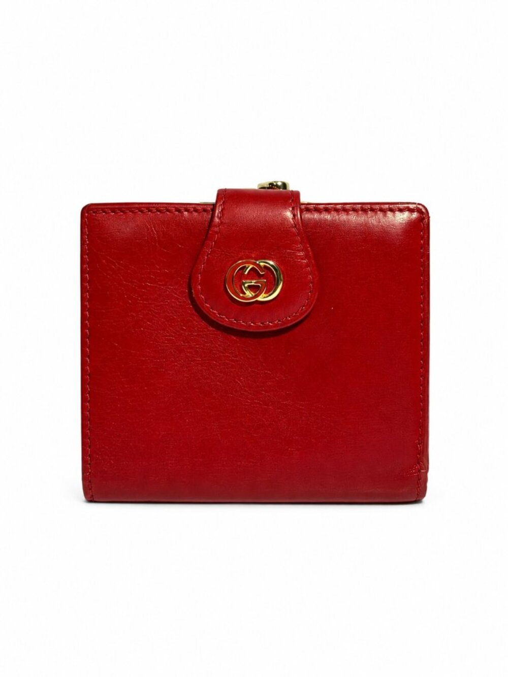 Vintage Gucci Red Leather Bifold Wallet